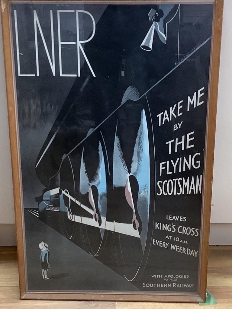 A reproduction 'Take Me By The Flying Scotsman' poster from The Museum of British Transport, 75 x 46cm